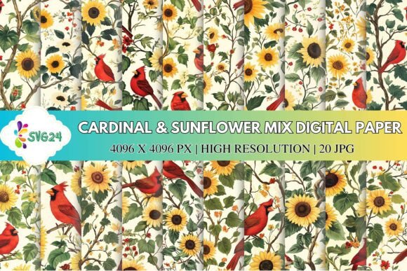 Cardinal Sunflower Mix Digital Paper: A Design Evaluation
