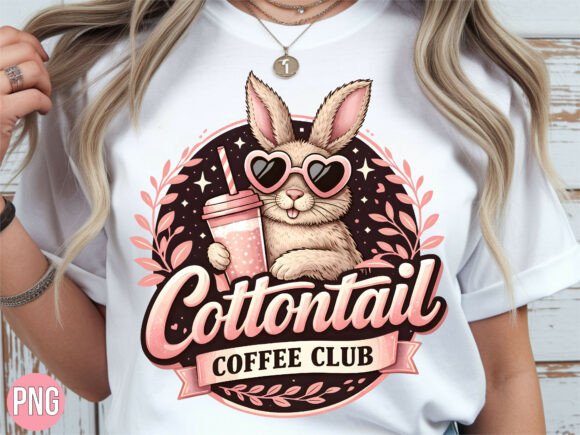 Cute Bunny Cottontail Coffee Club PNG