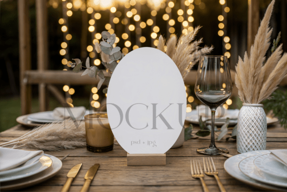 Elevate Your Wedding Stationery with the Wedding Oval 5x7 Table Sign Mockup