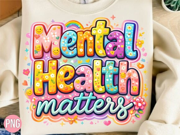 Mental Health Matters Floral Font PNG