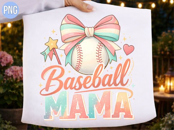 Pastel Baseball Mama Magic Wand PNG: Elevating Sports Mom Style with Digital Design