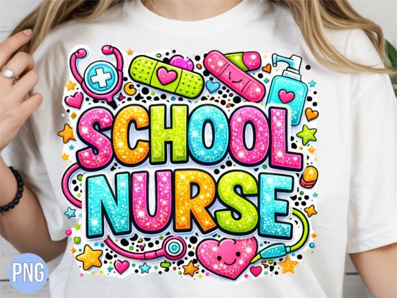 School Nurse Colorful Doodle Art PNG
